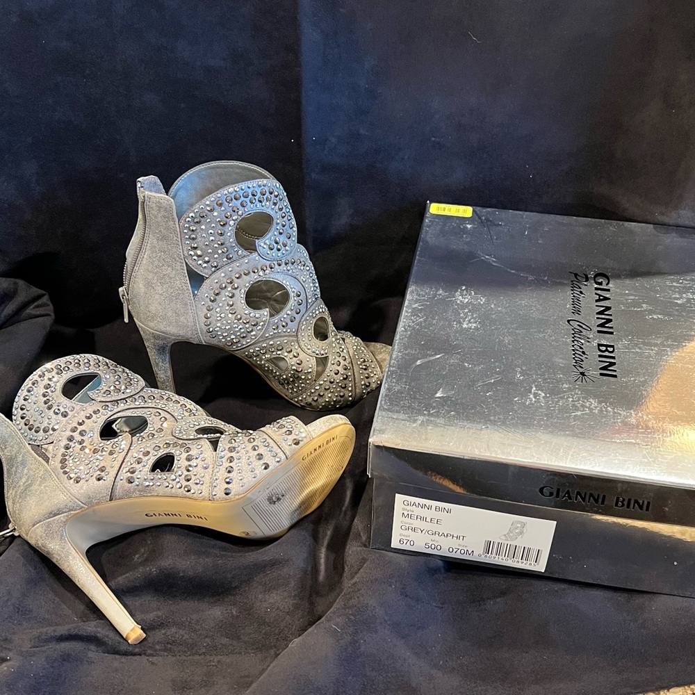 Gianni Bini rhinestone peep toe booties - Picture 4 of 5